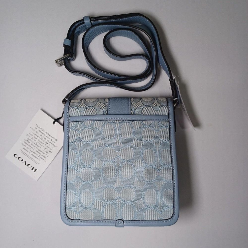 NWT Coach C8321 North/South Lonnie Crossbody In Signature Jacquard Marble Blue - Picture 2 of 4